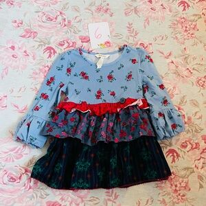 Matilda Jane Light Blue Floral Layered Ruffle Dress